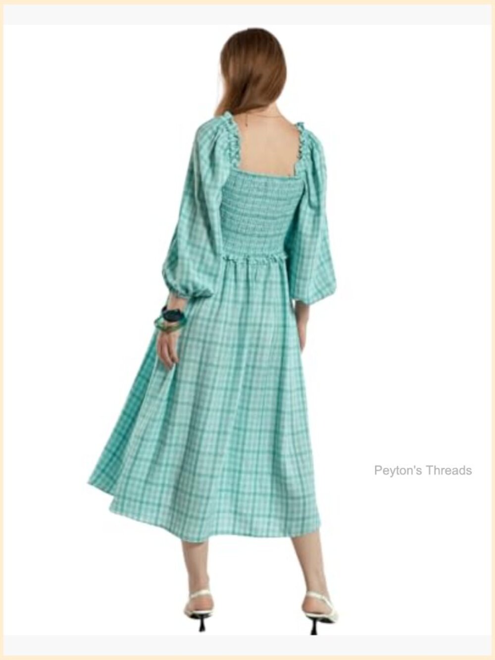 Sunlit and Airy Square Neck Midi Dress - Fit & Flare, Lightweight Polyester - Picture 2 of 7